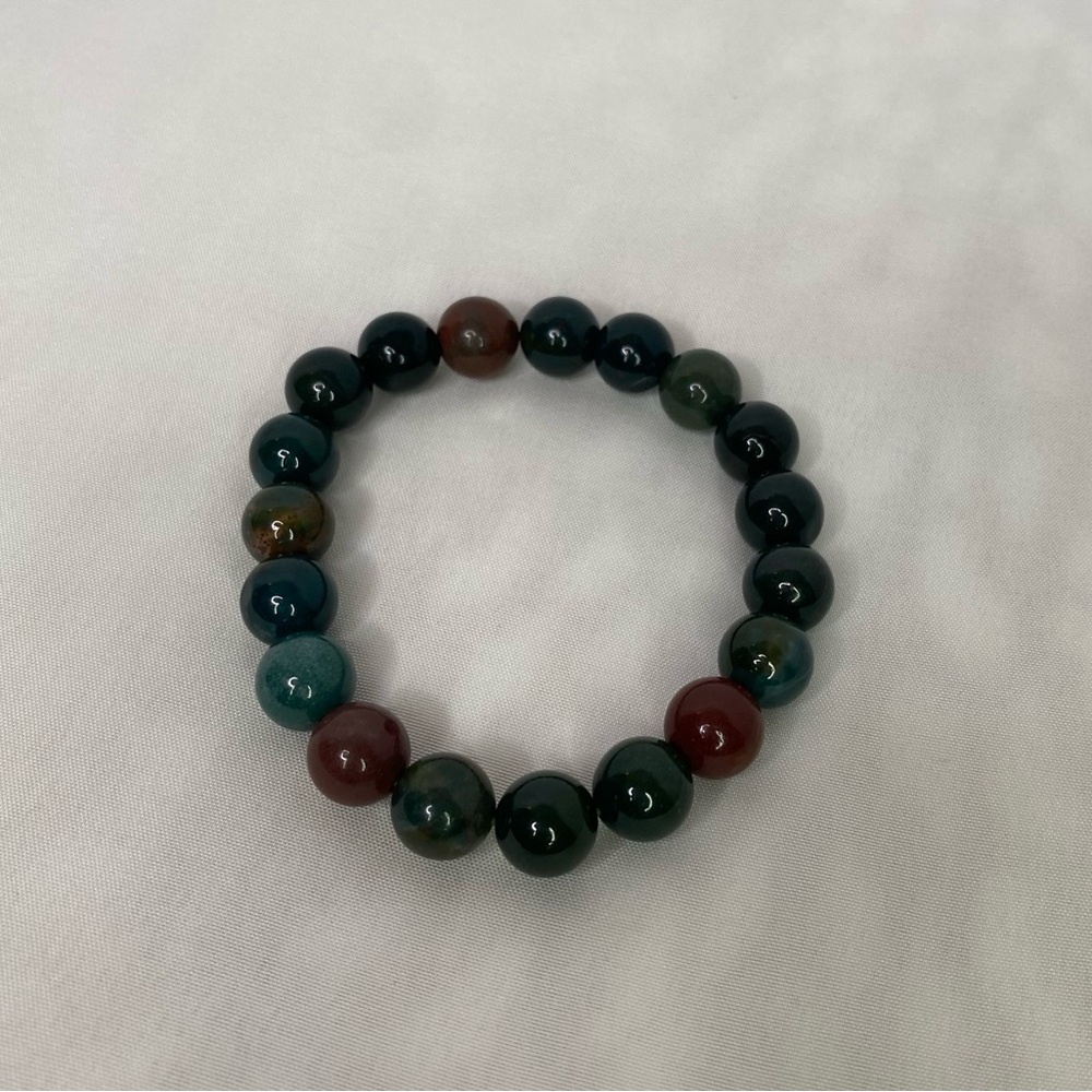 10mm African Bloodstone Crystal Bead Stretch Bracelet